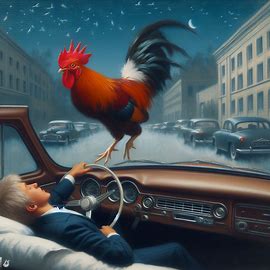 🐓 🚗 Hahn springt auf mein Auto