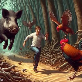 🐗 🐓 Von Wildschwein und Hahn angegriffen