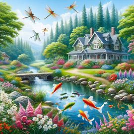 🏠 Haus mit Bach