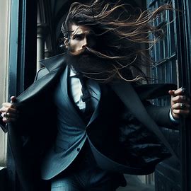 schwarzer  langer gefärbter bart