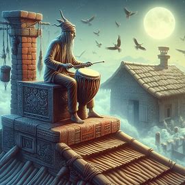 Schamane fliegt auf Schornstein