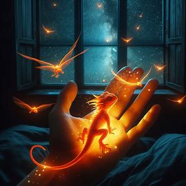 🐉 handflächengrosser orange leuchtender Drache