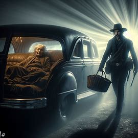 Frau im Leichenwagen