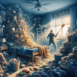 vollgeräumte Zimmer putzen