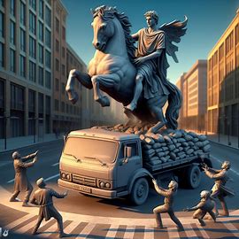 Statue wird weggeräumt