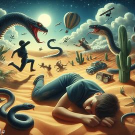 ⚫️ 🐍 Schwarze schlange beisst in Wüstr