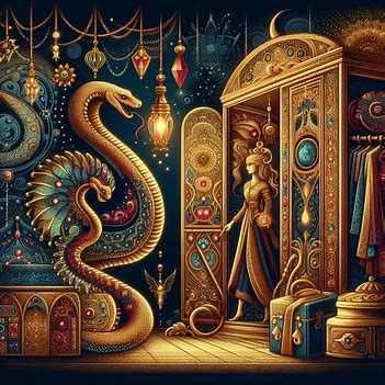 Goldene Kobra mit Rubinen