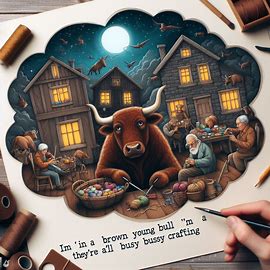 🏠 Haus voll alter Menschen, brauner junger Stier