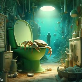 🦀 🚽 Weißer Krebs und Toilette