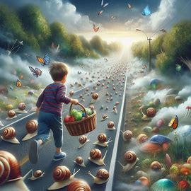 👶 🐌 Kind sammelt Schnecken